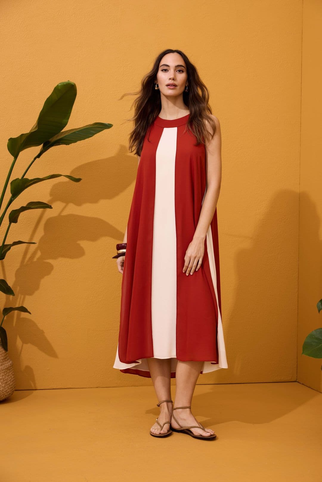 Vestido Midi Bicolor